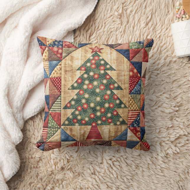Patchwork Christmas Tree Cushion (Blanket)