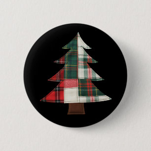 Patchwork Christmas Tree Holiday Winter Xmas 6 Cm Round Badge