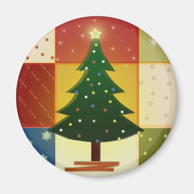 Patchwork Christmas tree Magnet (Front)