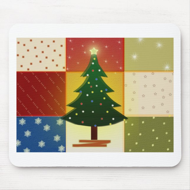 Patchwork Christmas tree Mouse Pad (Front)