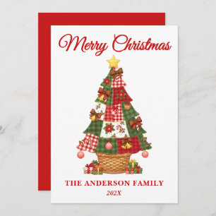 Patchwork Christmas Tree Non-Photo Holiday Card