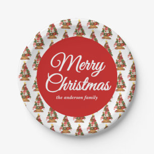 Patchwork Christmas Tree Paper Plate