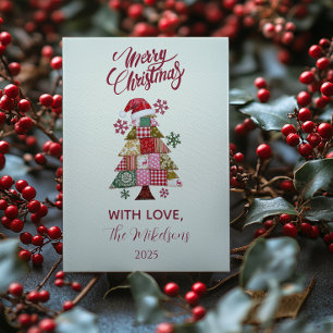 Patchwork Christmas Tree Preppy Holiday Card
