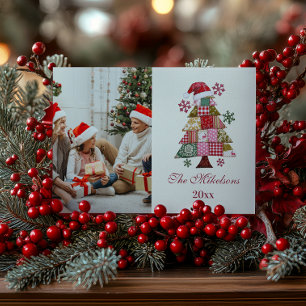 Patchwork Christmas Tree Preppy Holiday Card