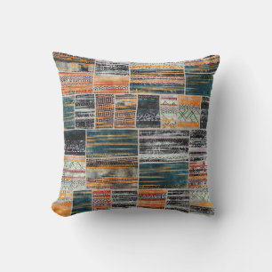 Patchwork collage mix, quilt pattern print. cushion