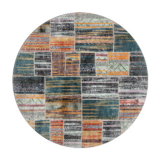 Patchwork collage mix, quilt pattern print. cutting board