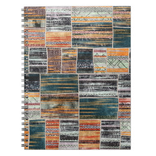 Patchwork collage mix, quilt pattern print. notebook