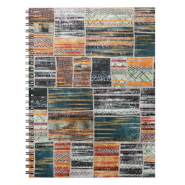 Patchwork collage mix, quilt pattern print. notebook (Front)