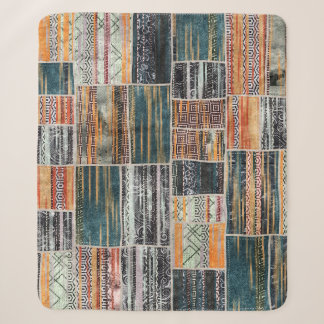 Patchwork collage mix, quilt pattern print. sherpa blanket