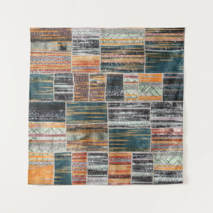 Patchwork collage mix, quilt pattern print. tapestry