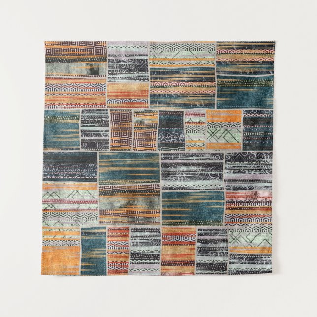 Patchwork collage mix, quilt pattern print. tapestry (Front)