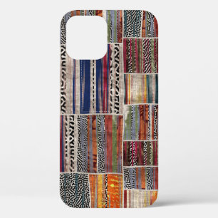 Patchwork collage: mixed quilt pattern. iPhone 12 case