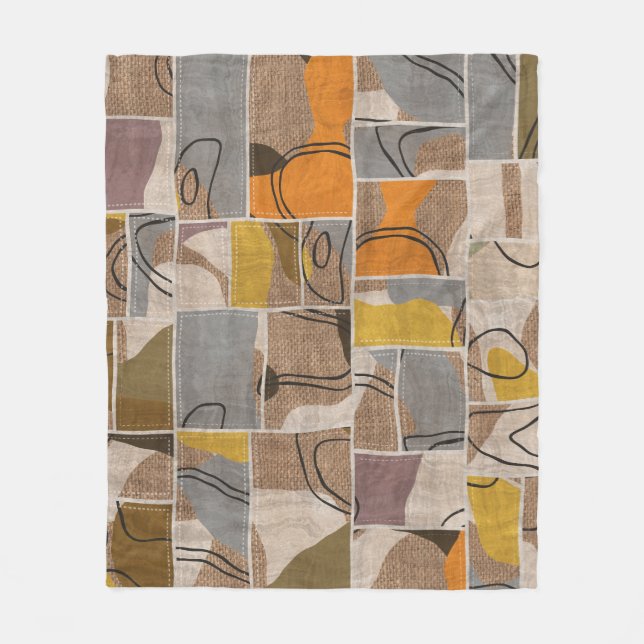 Patchwork collage, quilt mix pattern fleece blanket (Front)