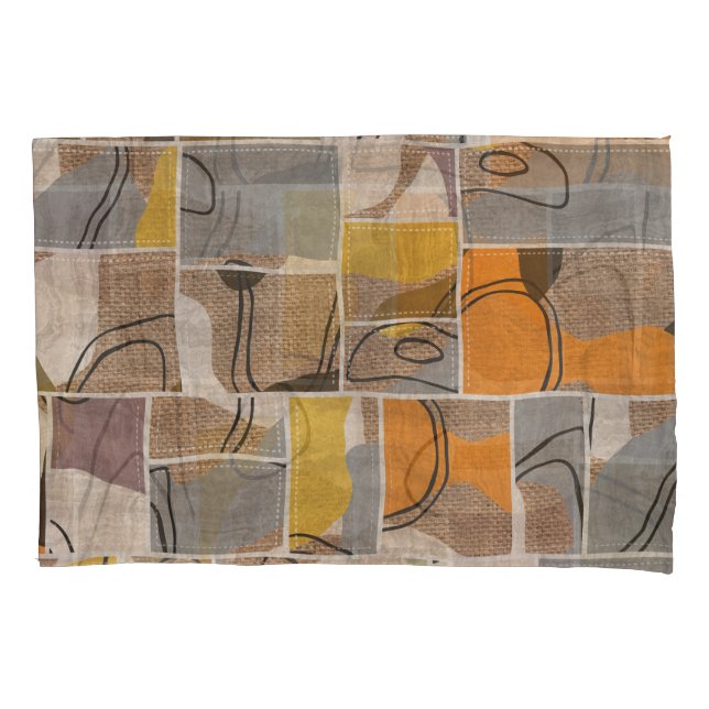 Patchwork collage, quilt mix pattern pillowcase (Front)