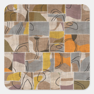 Patchwork collage, quilt mix pattern square sticker