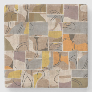 Patchwork collage, quilt mix pattern stone coaster