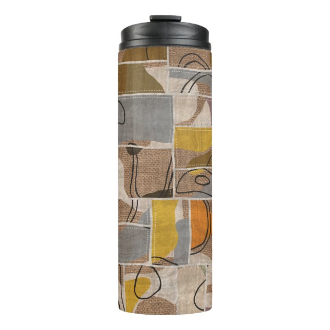 Patchwork collage, quilt mix pattern thermal tumbler (Front)