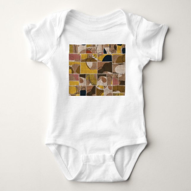 Patchwork collage quilt: mixed print. baby bodysuit (Front)