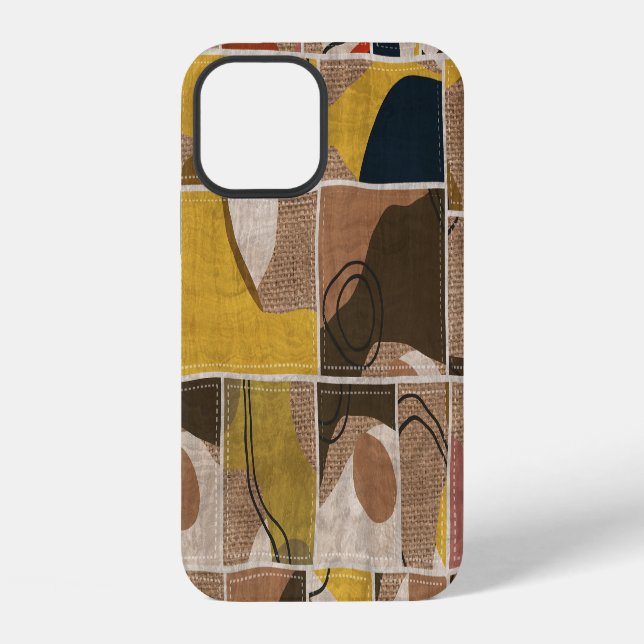 Patchwork collage quilt: mixed print. iPhone case (Back)