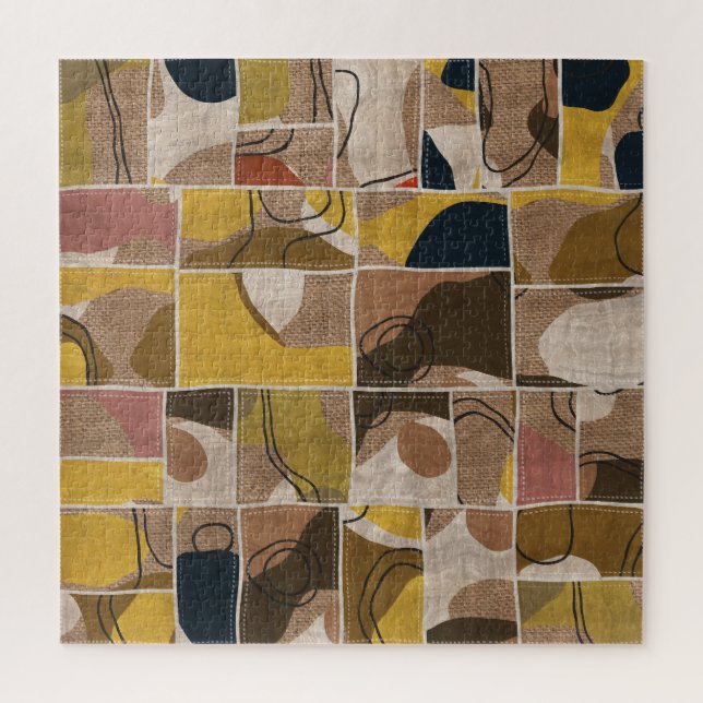 Patchwork collage quilt: mixed print. jigsaw puzzle (Vertical)