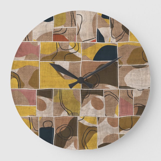 Patchwork collage quilt: mixed print. large clock (Front)