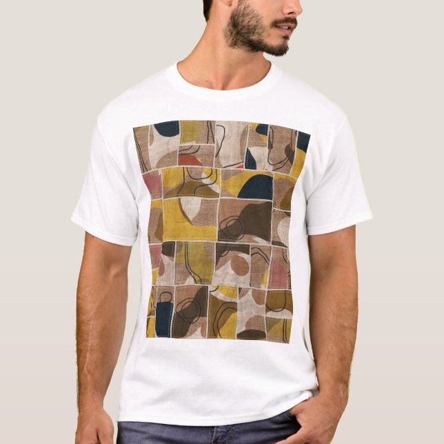 Patchwork collage quilt: mixed print. T-Shirt (Front)