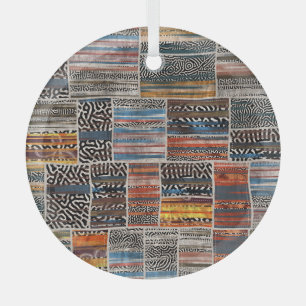 Patchwork Collage: Quilt Pattern Extravaganza Glass Tree Decoration