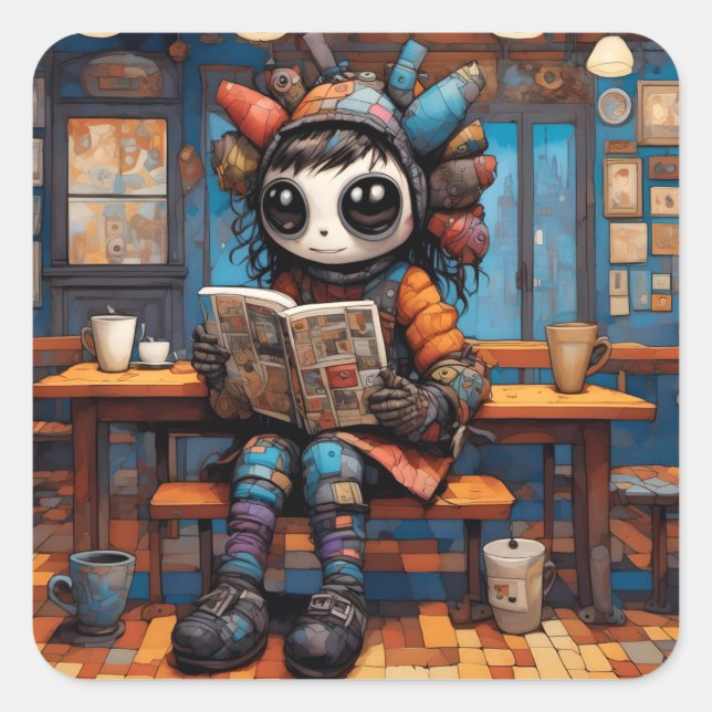 Patchwork Colourful Cute Creature Funny Sticker (Front)