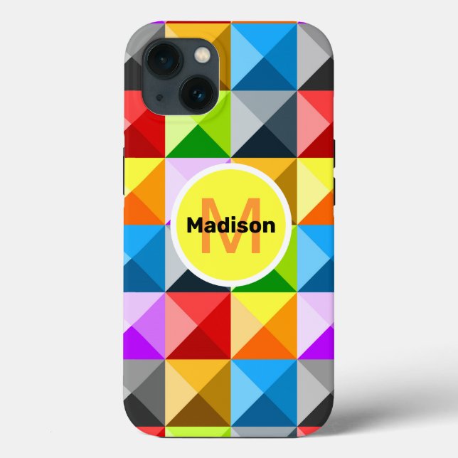 Patchwork Colourful geometric pattern Monogram Case-Mate iPhone Case (Back)