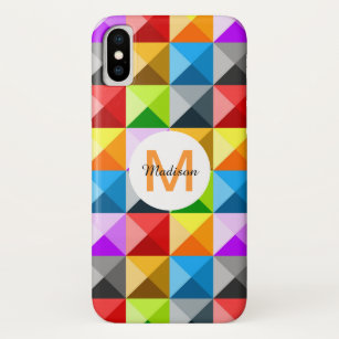 Patchwork Colourful geometric pattern Monogram Case-Mate iPhone Case