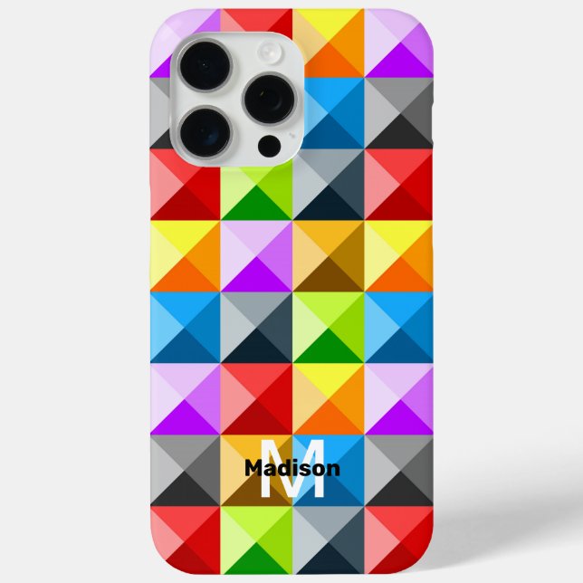Patchwork Colourful geometry retro pattern Monogra Case-Mate iPhone Case (Back)