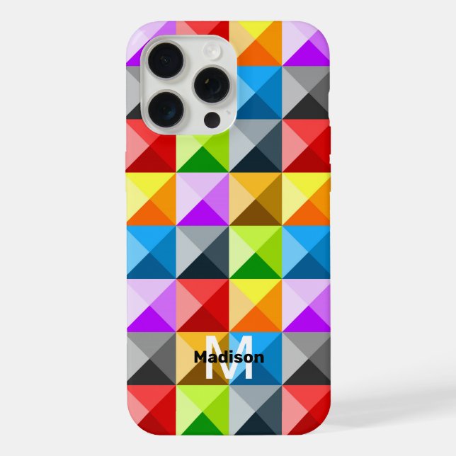 Patchwork Colourful geometry retro pattern Monogra iPhone Case (Back)