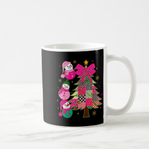 Patchwork Coquette Bow Xmas Snowman Holiday Christ Coffee Mug
