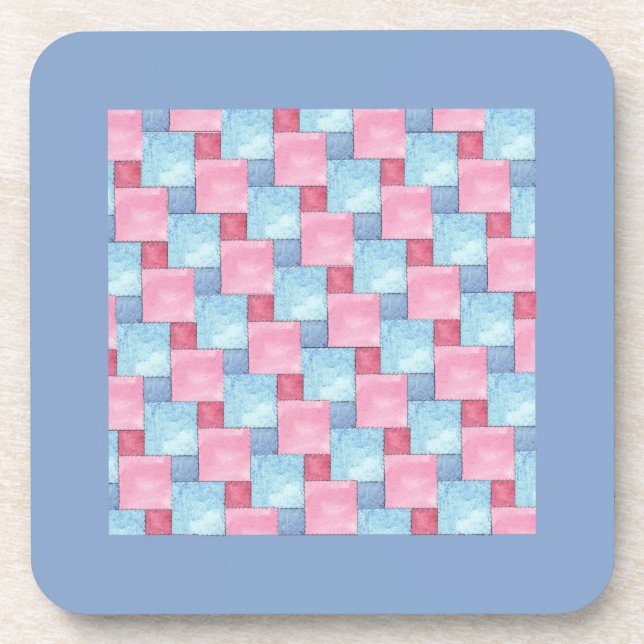 Patchwork Cork Coaster, Pinks, Blues Coaster (Front)