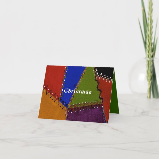 Patchwork Crazy Quilt Holiday Card (Front)