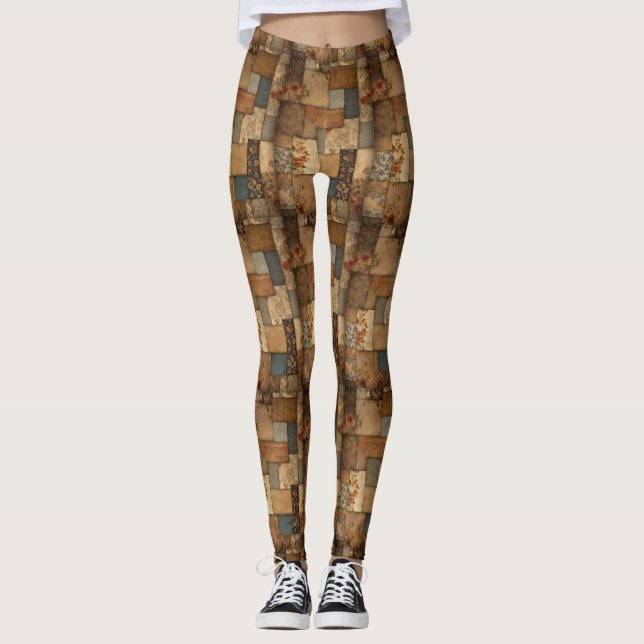 Patchwork Crazy Quilt Leggings (Front)