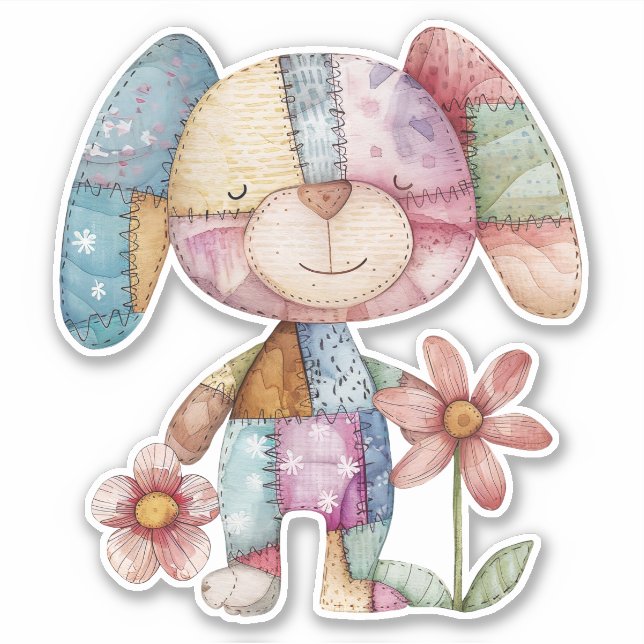 Patchwork Cute Dog Sticker (Front)