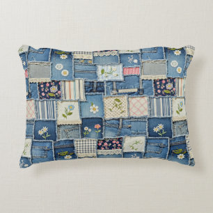 Patchwork Denim Decorative Cushion