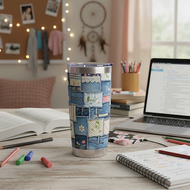 Patchwork Denim Insulated Tumbler (Creator Uploaded)