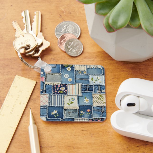 Patchwork Denim Key Ring (Desk)