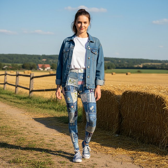 Patchwork Denim Leggings (Creator Uploaded)