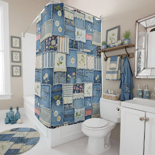 Patchwork Denim Shower Curtain