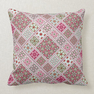 Patchwork Design in Pink and Red Cushion