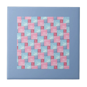 Patchwork Design Tile, Pinks, Blues Ceramic Tile