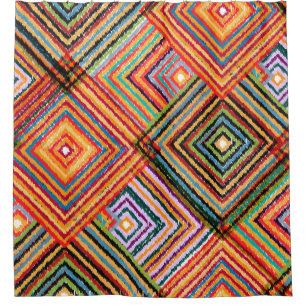 Patchwork Design with Aztec Squares. Shower Curtain