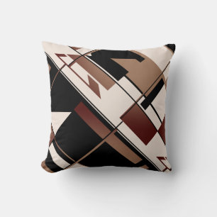 Patchwork Diagonal in Tan Brown Black Beige Design Cushion