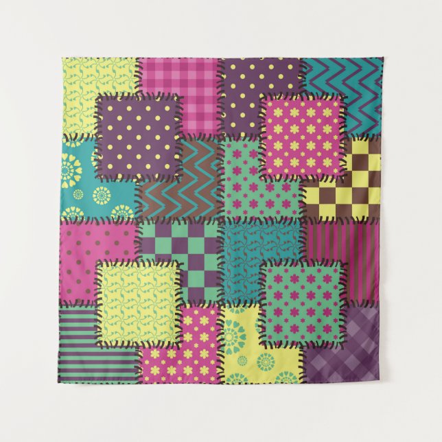Patchwork: Diverse Patterns Background Tapestry (Front)