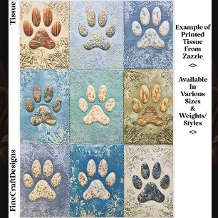 Patchwork Dog and Cat Paw Prints EN6 Decoupage Tissue Paper