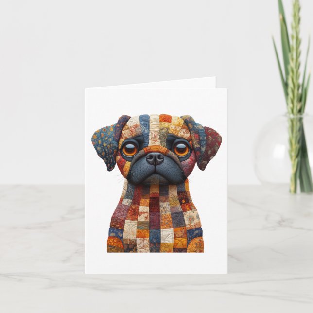 Patchwork Dog Greetings Card (Front)