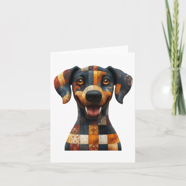 Patchwork Dog Greetings Card (Front)